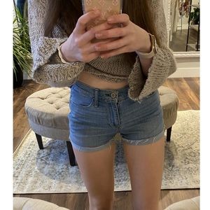 light-wash jean shorts